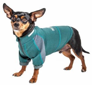 Dog Helios 'Eboneflow' Mediumweight 4-Way-Stretch Flexible And Breathable Performance Dog Yoga T-Shirt (Color: Green, size: small)